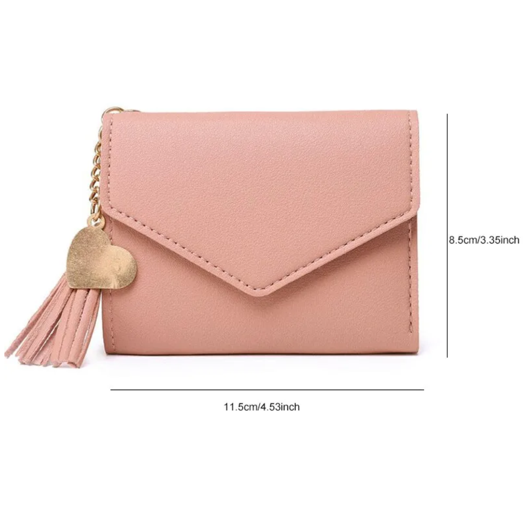 Lila | Mini portefeuille avec pendentif à pompon | Élégant et compact