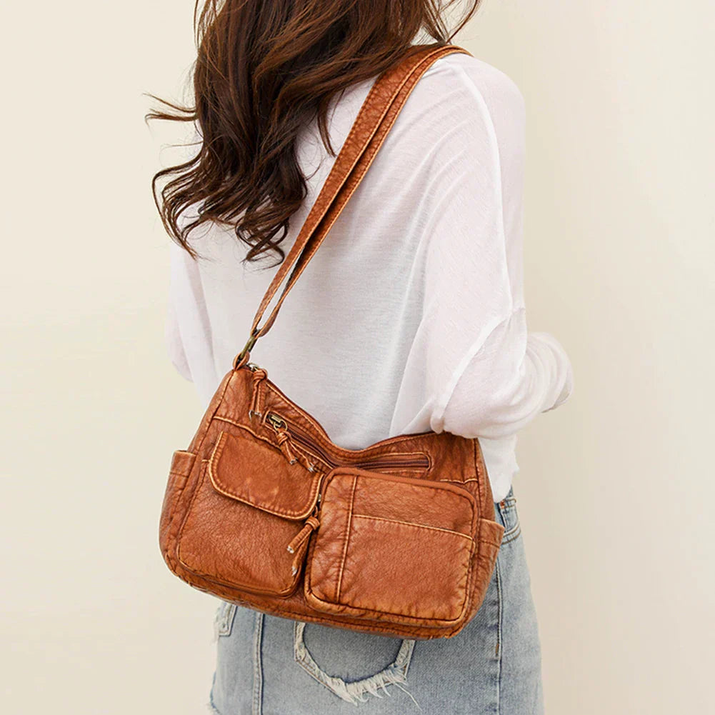 Lykke | Sac à bandoulière en cuir vintage à compartiments multiples