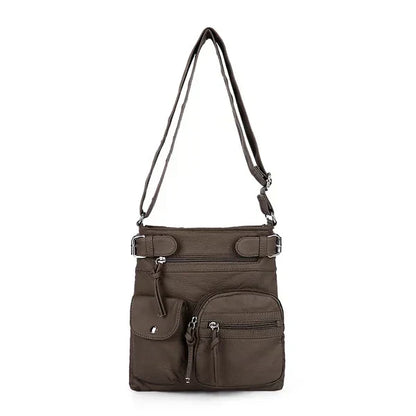Zara | Sac à bandoulière en cuir souple à compartiments multiples.