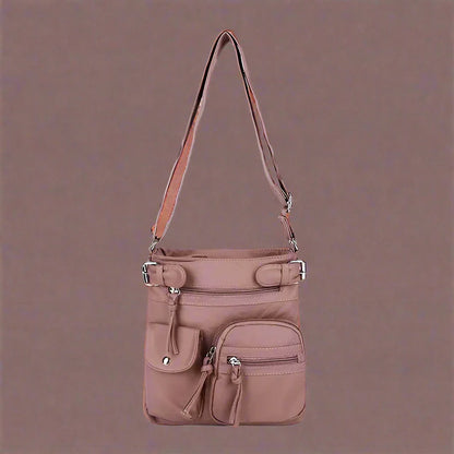 Zara | Sac à bandoulière en cuir souple à compartiments multiples.