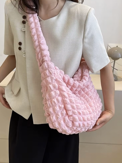 Drew Ladies Pleated Fabric Shoulder Bag | Shopper Light Pink