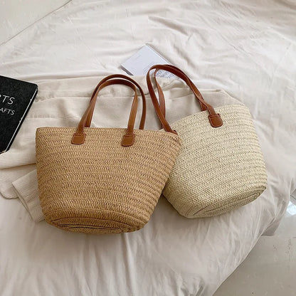 Fourre-tout de luxe en paille tressée