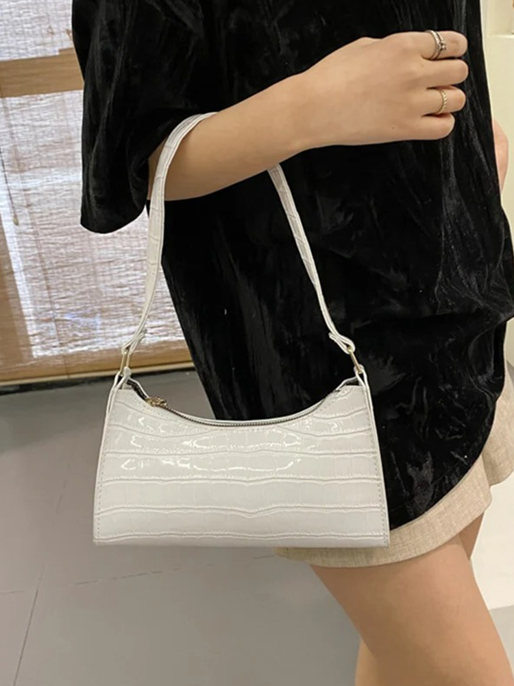Quincy PU Leather Handbag | Crocodile Leather Shoulder Bag | Fashion Design Bag