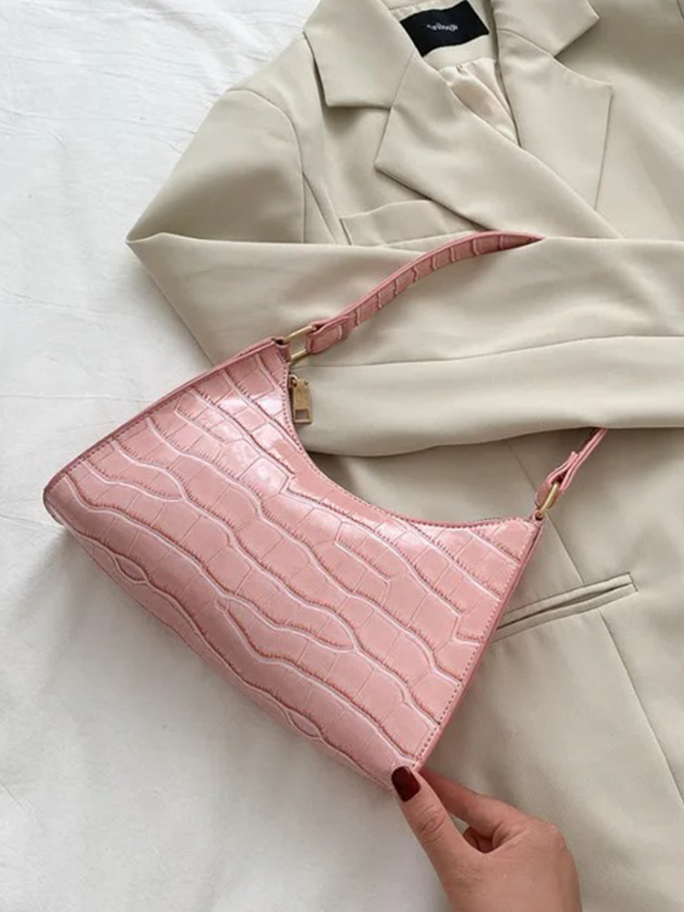Quincy PU Leather Handbag | Crocodile Leather Shoulder Bag | Fashion Design Bag
