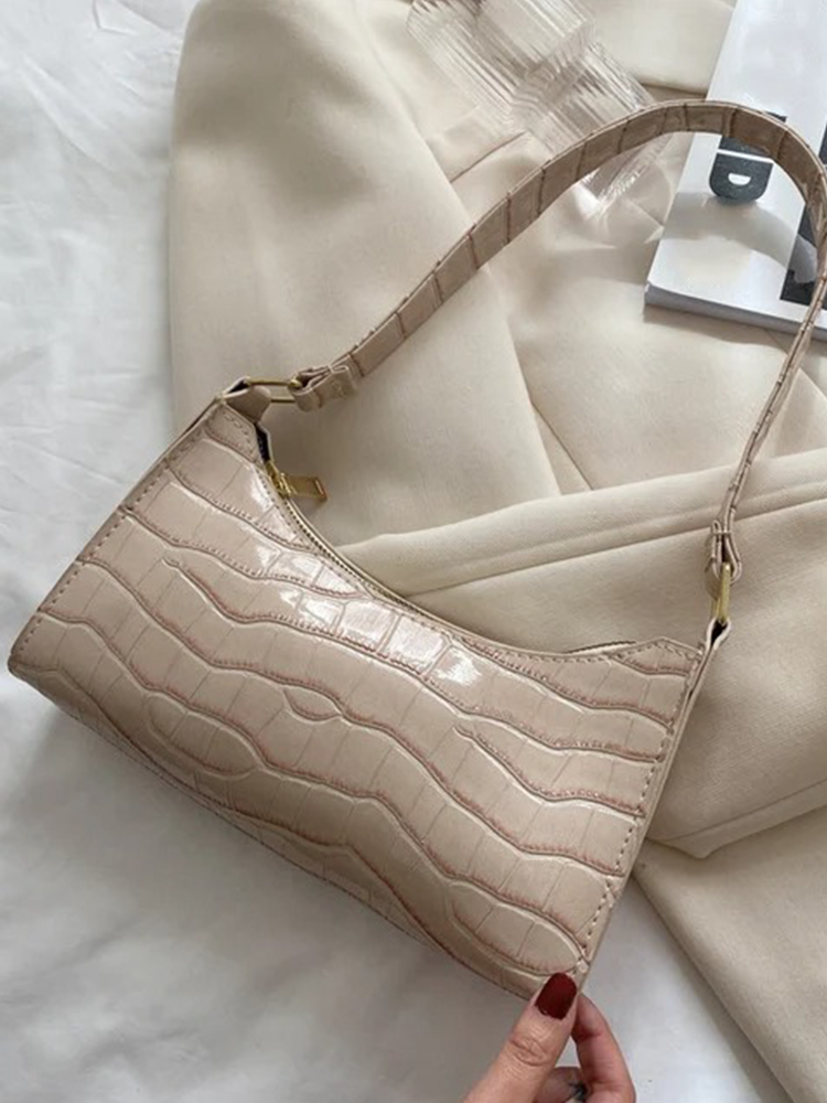 Quincy PU Leather Handbag | Crocodile Leather Shoulder Bag | Fashion Design Bag