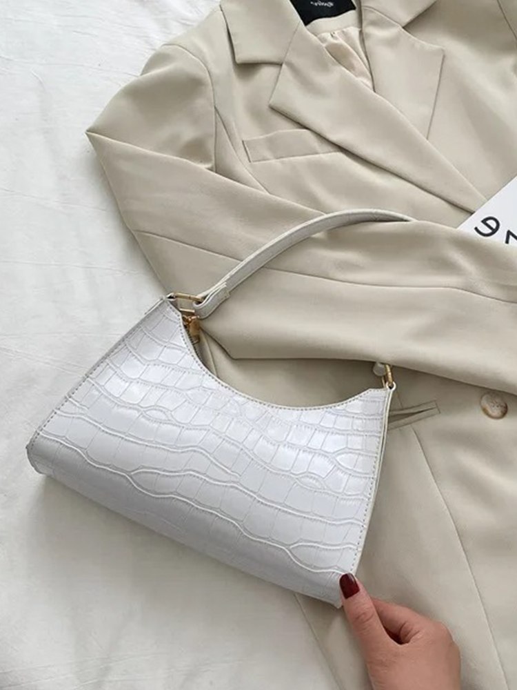 Quincy PU Leather Handbag | Crocodile Leather Shoulder Bag | Fashion Design Bag