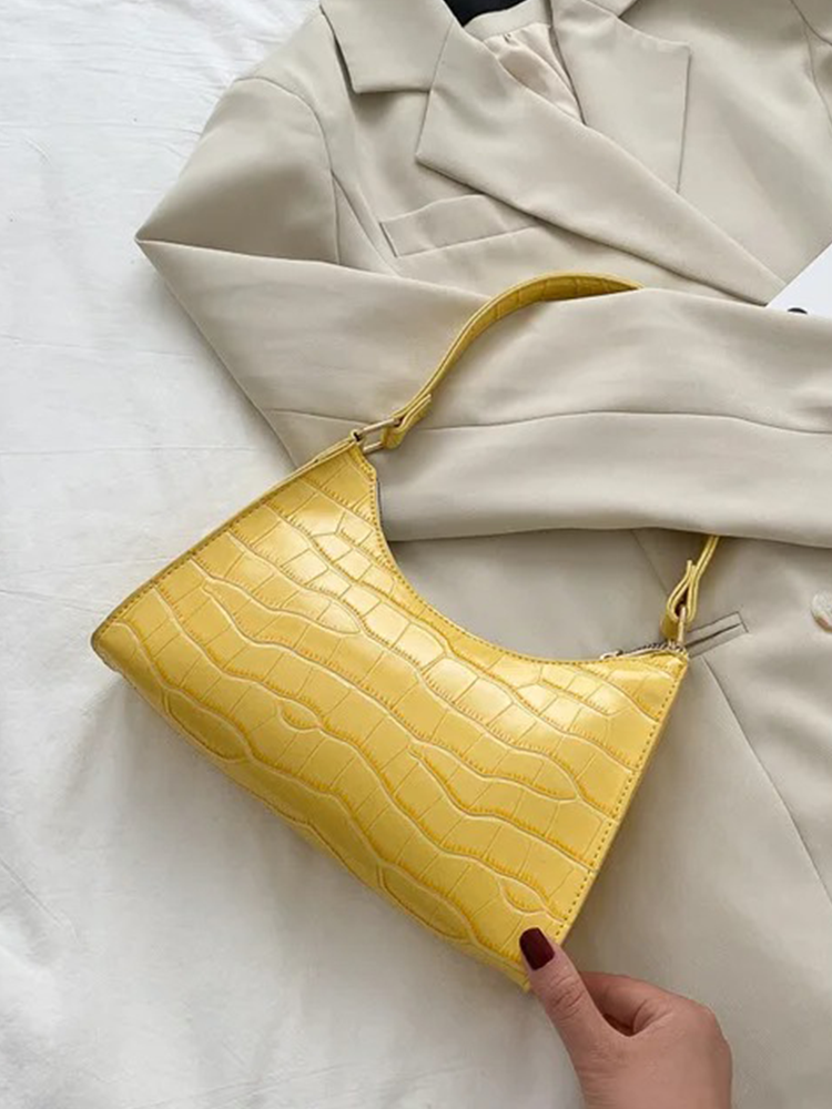 Quincy PU Leather Handbag | Crocodile Leather Shoulder Bag | Fashion Design Bag