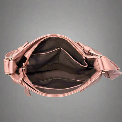 Zara | Sac à bandoulière en cuir souple à compartiments multiples.