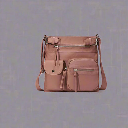 Zara | Sac à bandoulière en cuir souple à compartiments multiples.