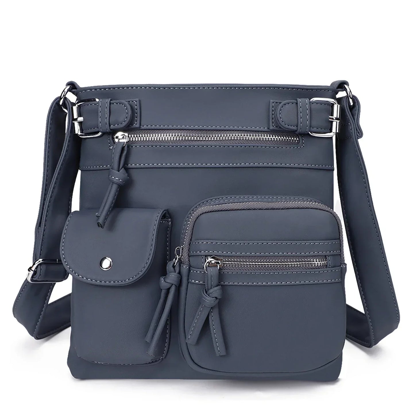 Zara | Sac à bandoulière en cuir souple à compartiments multiples.
