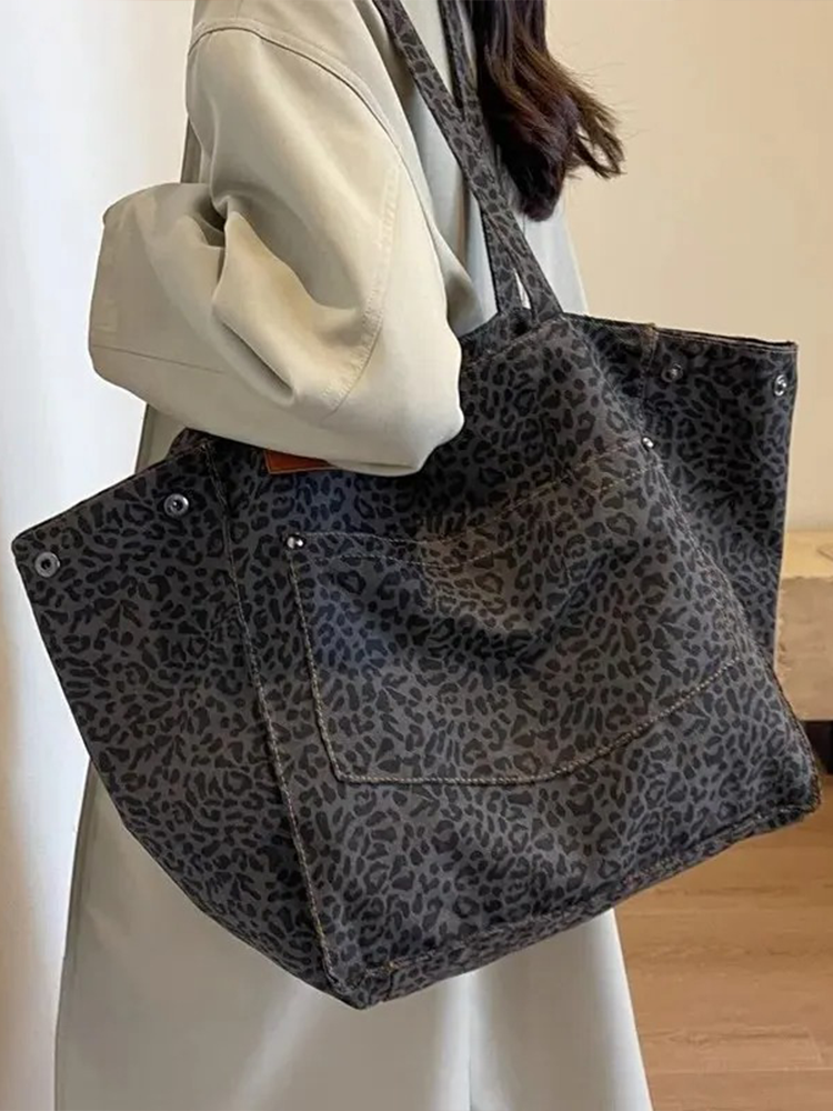 Sanne Leopard Print Shoudertas | Shopper | Handbag Dark Brown